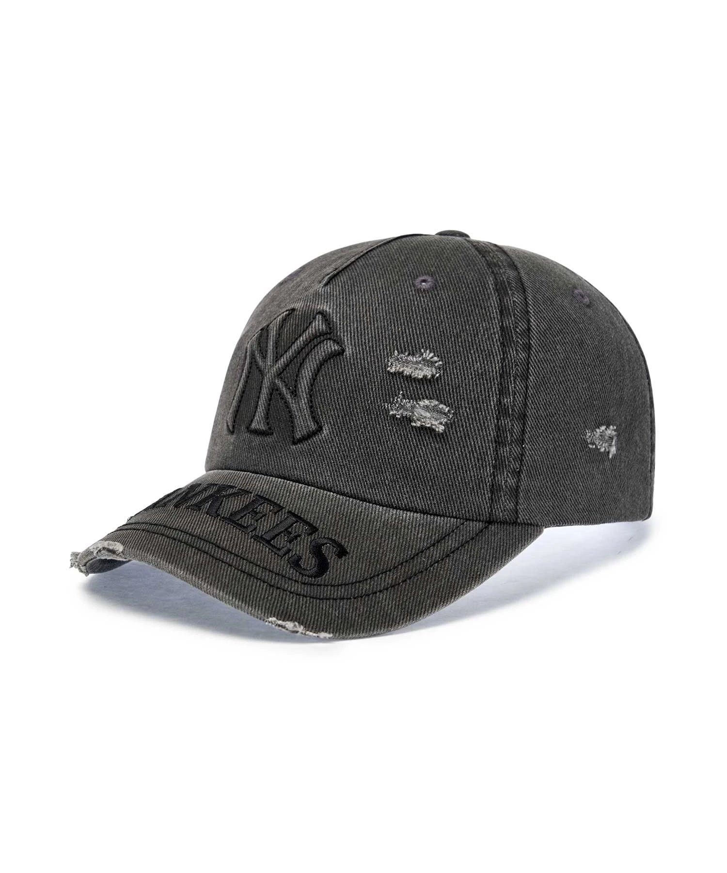 MLB　KOREA-エンボス加工・ダメージウォッシ-CAP