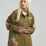 B-TRS-Lips&Tongue カットオフワッペンシャツJKT