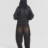 JE-ビンテージPU　衿ファー脱着フライトブルゾン