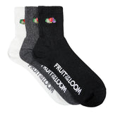 FRUIT OF THE LOOM ﾍﾞｰｼｯｸ平編刺繍ｸｫｰﾀｰｿｯｸｽ 3足ﾊﾟｯｸ