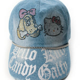 GALFY×KITTY-キラキラデニムキャップ