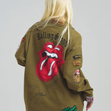 B-TRS-Lips&Tongue カットオフワッペンシャツJKT