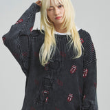 B-TRS-Lips&Tongue-ダメージグランジニット