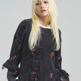 B-TRS-Lips&Tongue-ダメージグランジニット