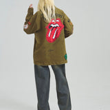 B-TRS-Lips&Tongue カットオフワッペンシャツJKT