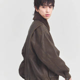 JE-ビンテージPU　衿ファー脱着フライトブルゾン