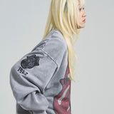 B-TRS-Lips&Tongue ラインストーン-クルースウェット