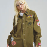 B-TRS-Lips&Tongue カットオフワッペンシャツJKT