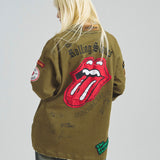 B-TRS-Lips&Tongue カットオフワッペンシャツJKT