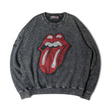 B-TRS-Lips&Tongue ラインストーン-クルースウェット