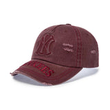 MLB　KOREA-エンボス加工・ダメージウォッシ-CAP