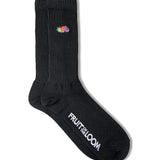 FRUIT OF THE LOOM ﾍﾞｰｼｯｸ平編刺繍ｸﾙｰｿｯｸｽ 3足ﾊﾟｯｸ