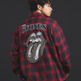 B-TRS-Lips&Tongue スタッズオンブレチェックシャツ