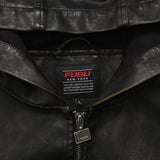 FUBU-Faux Leather Short Hooded Jacket