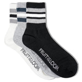 FRUIT OF THE LOOM ﾍﾞｰｼｯｸｶﾗｰﾗｲﾝ平編ｸｫｰﾀｰｿｯｸｽ 3足ﾊﾟｯｸ