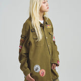 B-TRS-Lips&Tongue カットオフワッペンシャツJKT