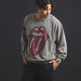 B-TRS-Lips&Tongue ラインストーン-クルースウェット