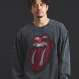 B-TRS-Lips&Tongue ラインストーン-クルースウェット