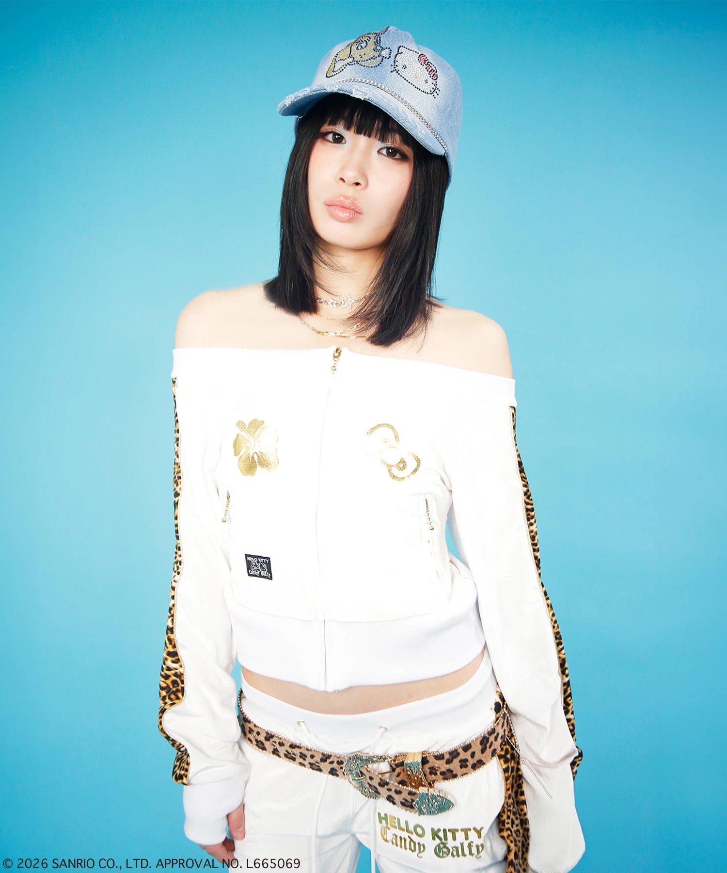 GALFY×KITTY-キラキラデニムキャップ