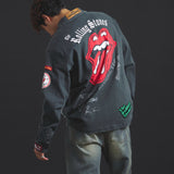 B-TRS-Lips&Tongue カットオフワッペンシャツJKT