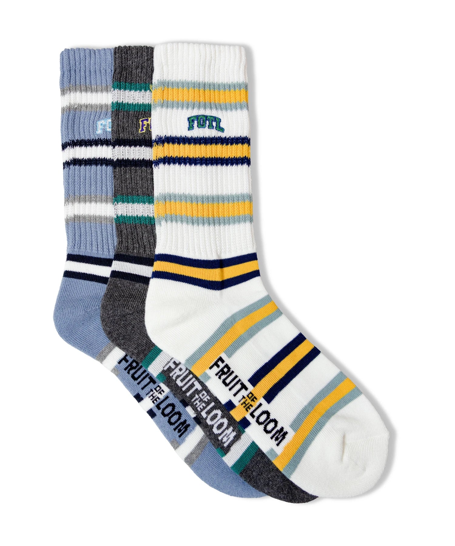 FRUIT OF THE LOOM ﾎﾞｰﾀﾞｰ刺繍 ｸﾙｰｿｯｸｽ 3足ﾊﾟｯｸ