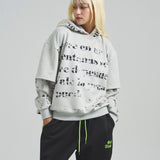 GA SUEDE LAYERED LOGO HOODIE