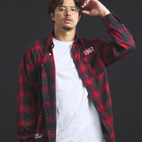 B-TRS-Lips&Tongue スタッズオンブレチェックシャツ