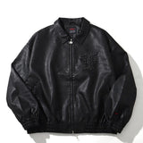FUBU-Faux Leather Studs Patch Jacket