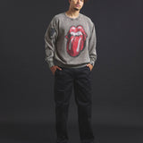 B-TRS-Lips&Tongue ラインストーン-クルースウェット