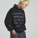 GA SUEDE LAYERED LOGO HOODIE