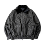 JE-ビンテージPU　衿ファー脱着フライトブルゾン